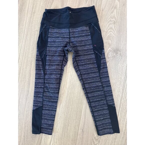 Athleta XXS Striped Leggings With Black Panels & High Waist - Picture 1 of 4